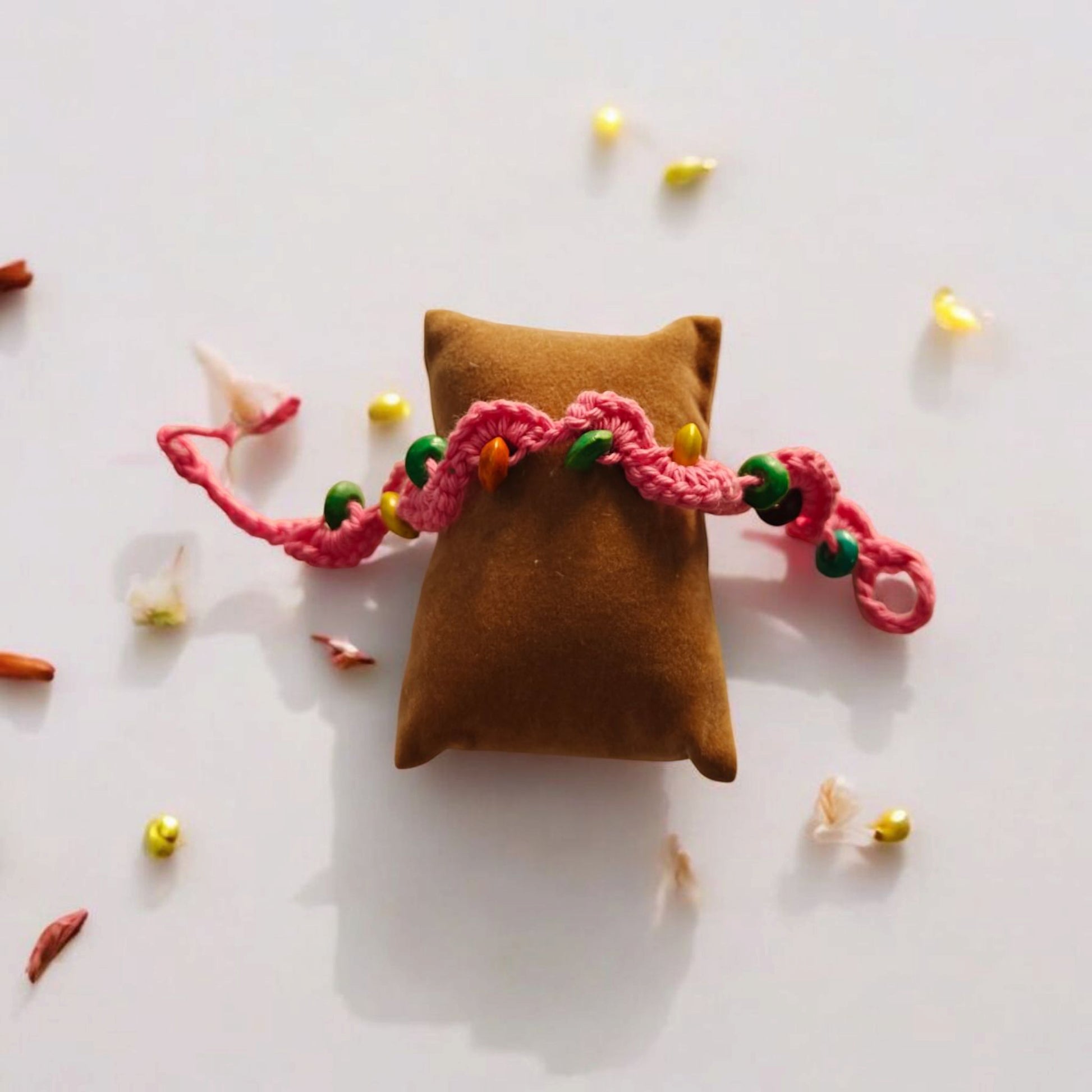 Rosy Glow Bhabhi Rakhi | Pink Lumba Rakhi for Bhabhi