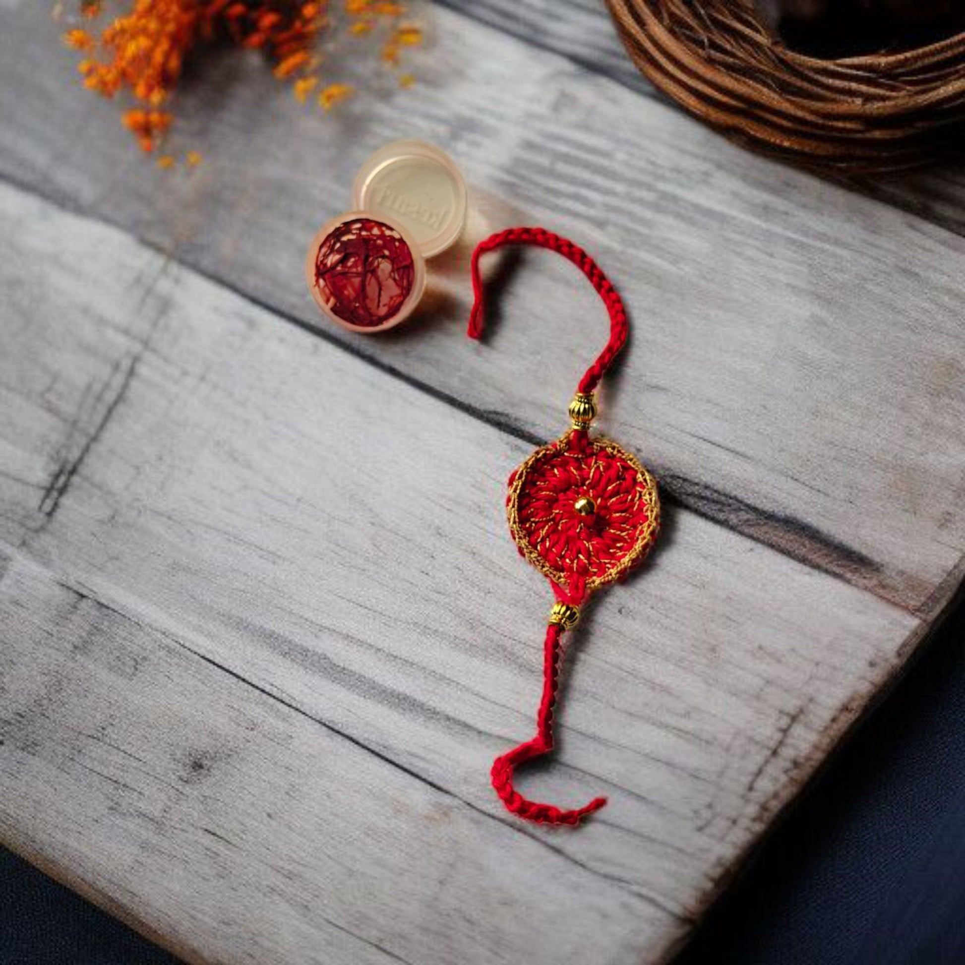 Ruby Zari Rakhi | Red Traditional Zari Rakhi