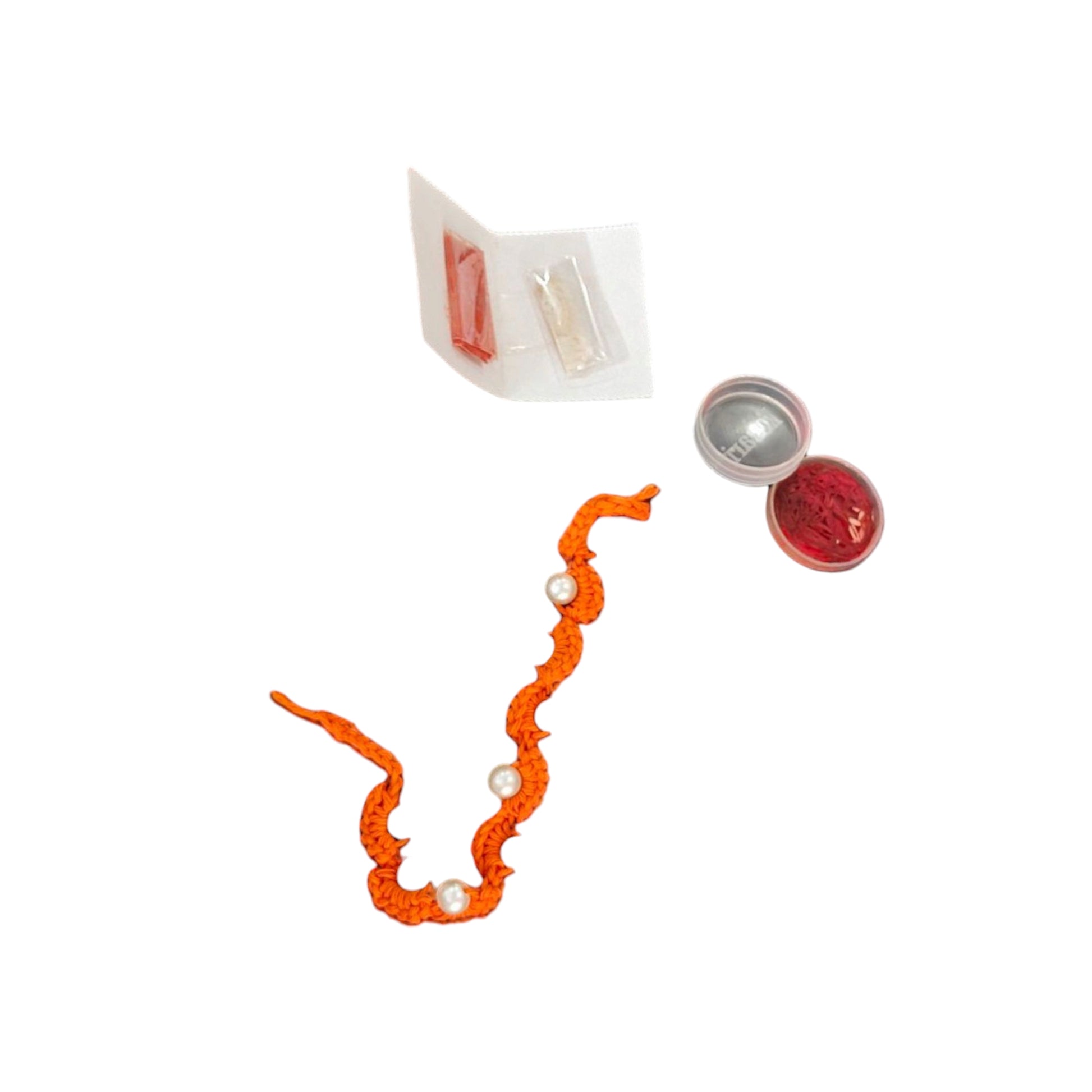 Krosha | Premium Quality | Handmade Crotchet Bhabhi Rakhi | Orange Lumba Rakhi