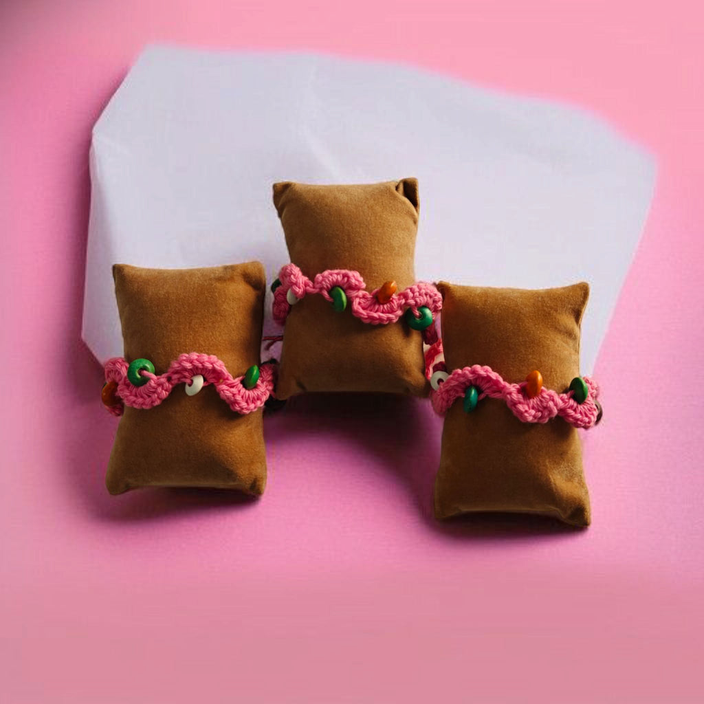 Rosy Glow Bhabhi Rakhi | Pink Lumba Rakhi for Bhabhi