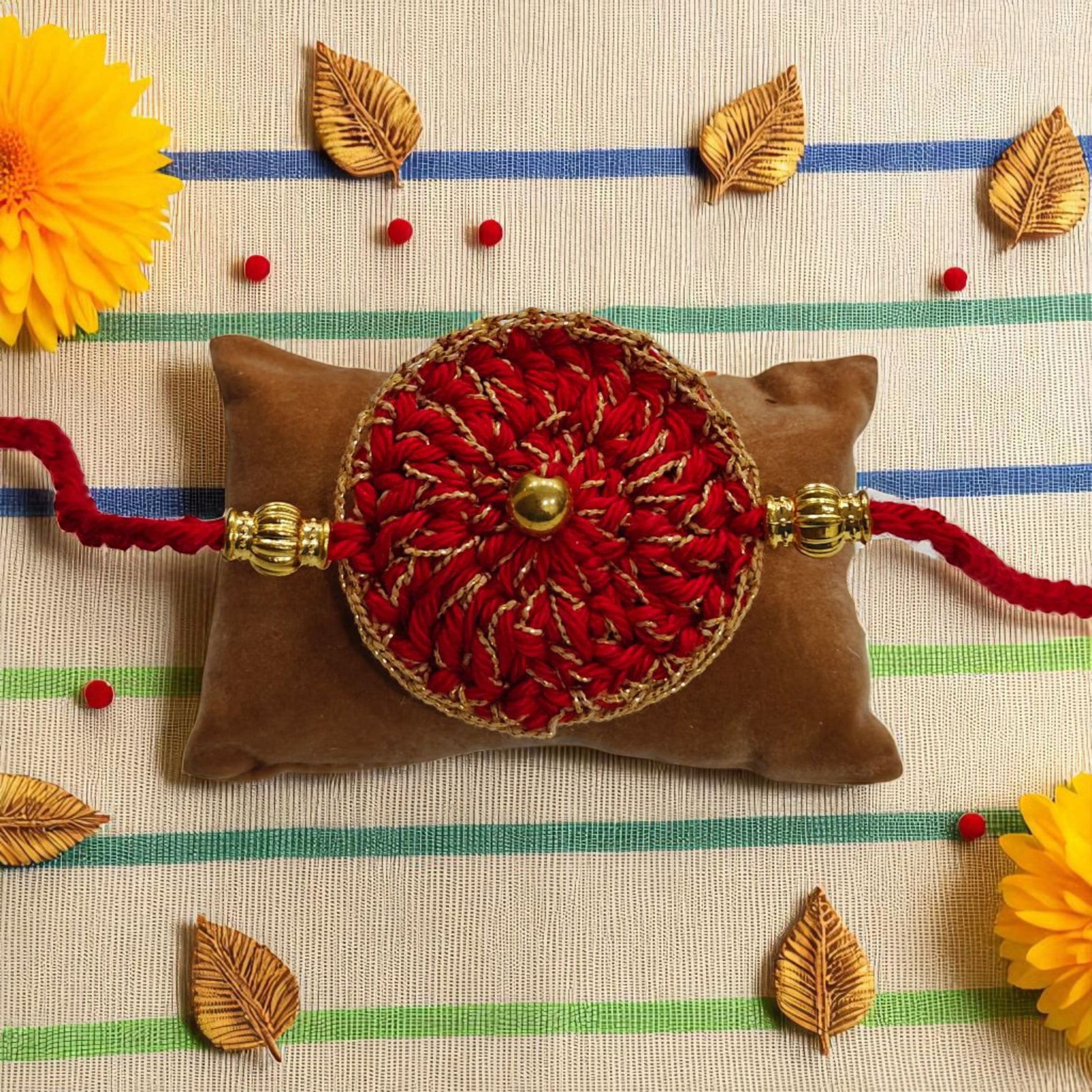 Ruby Zari Rakhi | Red Traditional Zari Rakhi