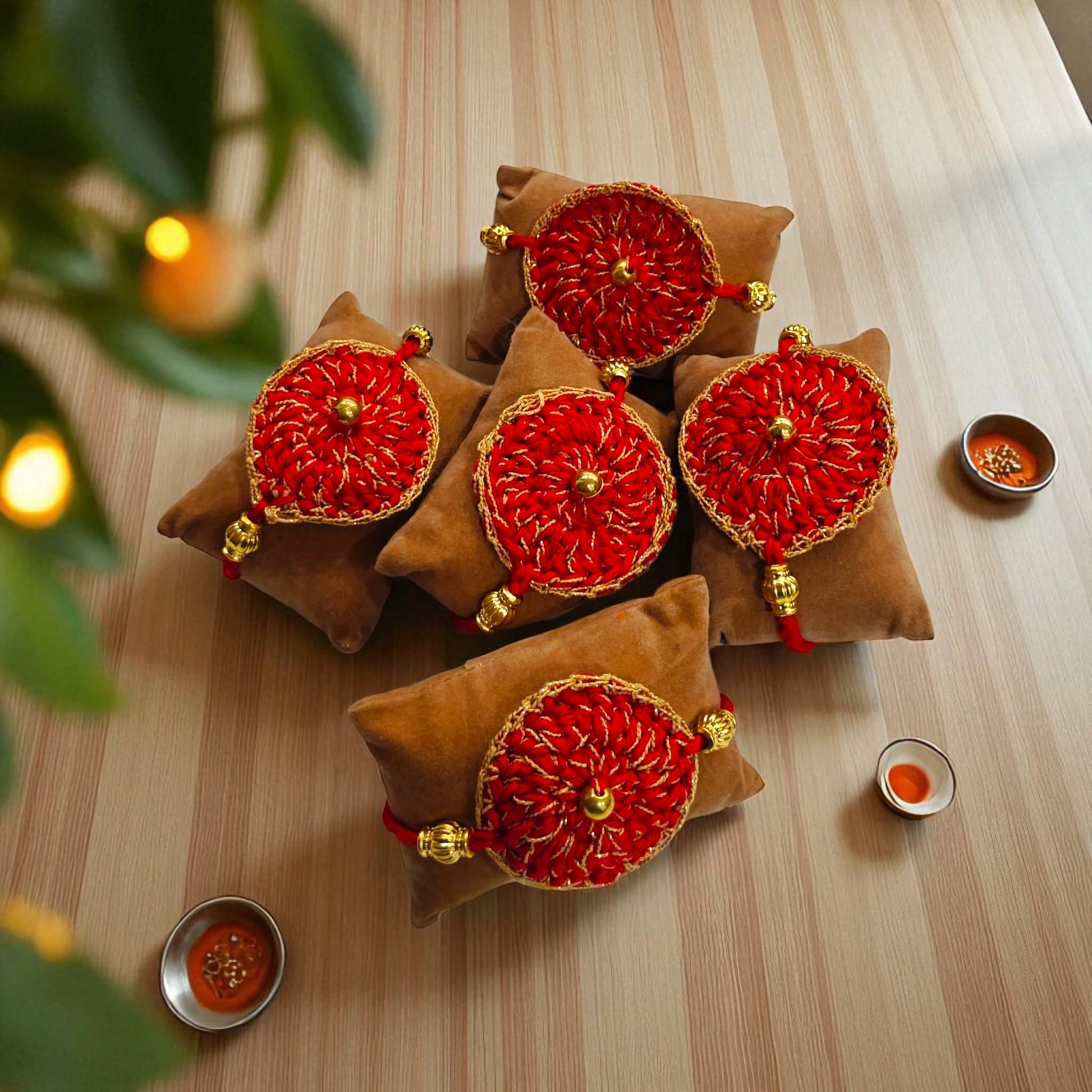 Ruby Zari Rakhi | Red Traditional Zari Rakhi