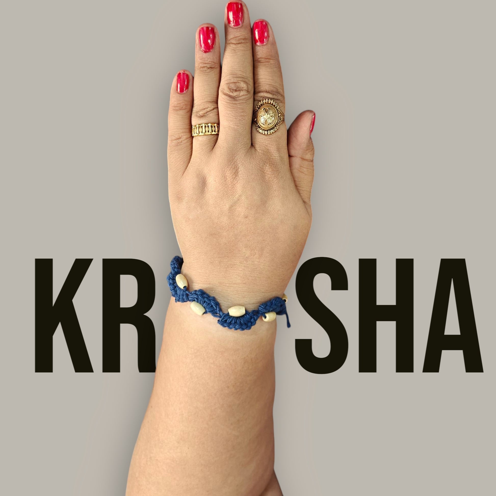 Handmade Crotchet Bhabhi Rakhi | Dark Blue | Lumba Rakhi