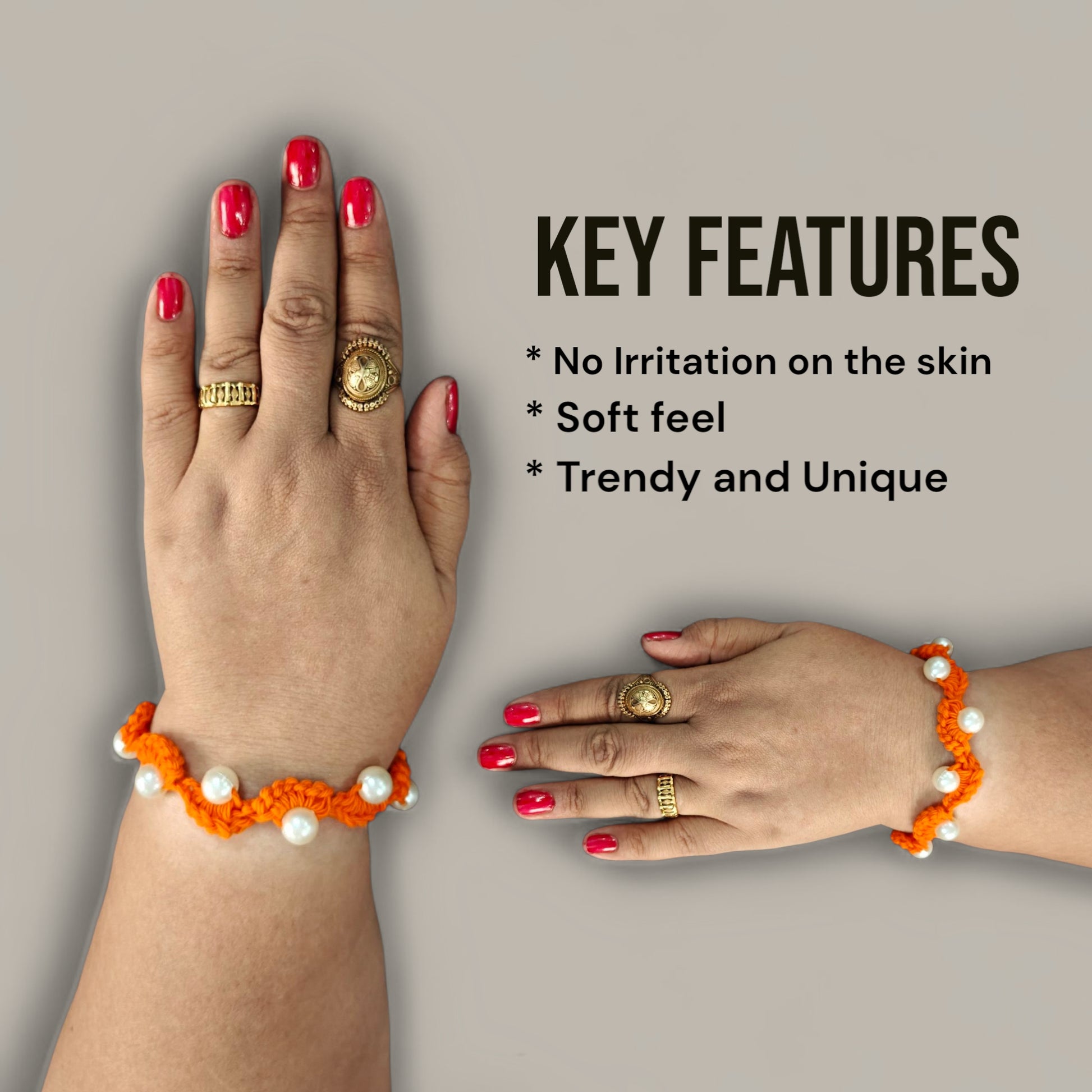 Krosha | Premium Quality | Handmade Crotchet Bhabhi Rakhi | Orange Lumba Rakhi