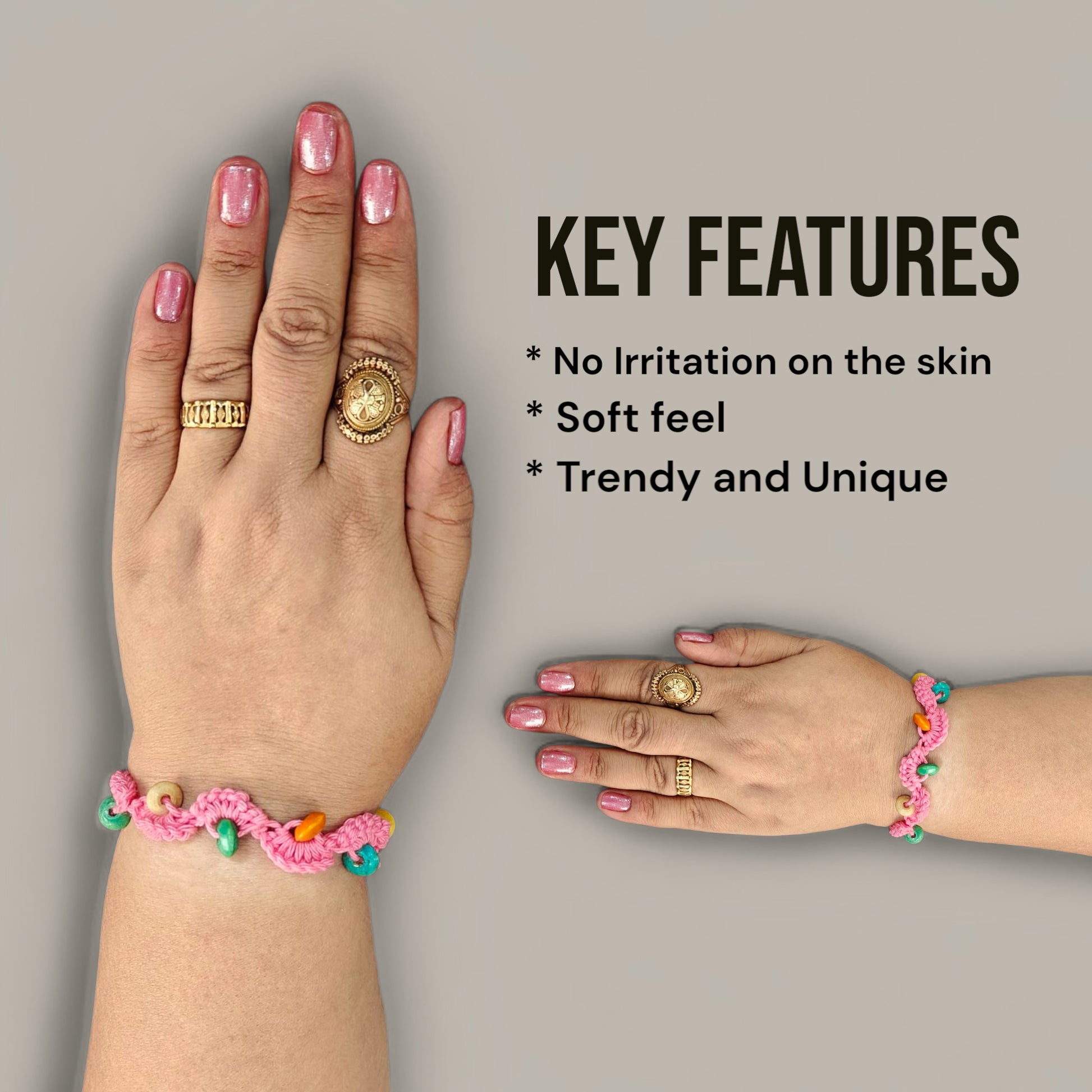 Rosy Glow Bhabhi Rakhi | Pink Lumba Rakhi for Bhabhi